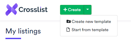 Create Listing Template Button