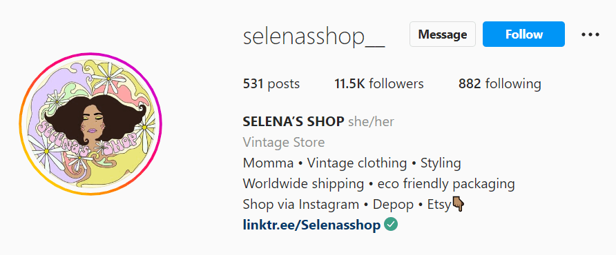 Selenashop Instagram Profile