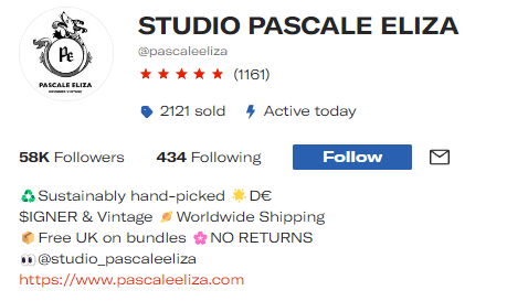 Studio Pascale Eliza Depop Profile