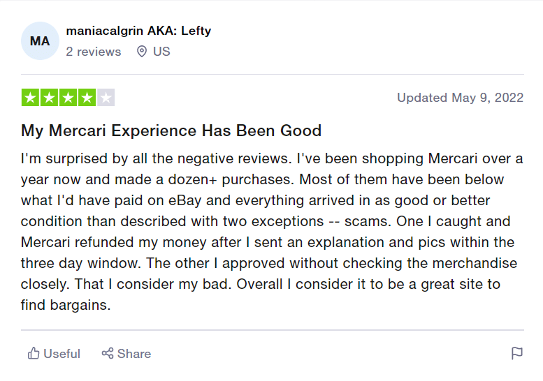 Mercari Buyer Review On Trustpilot 2