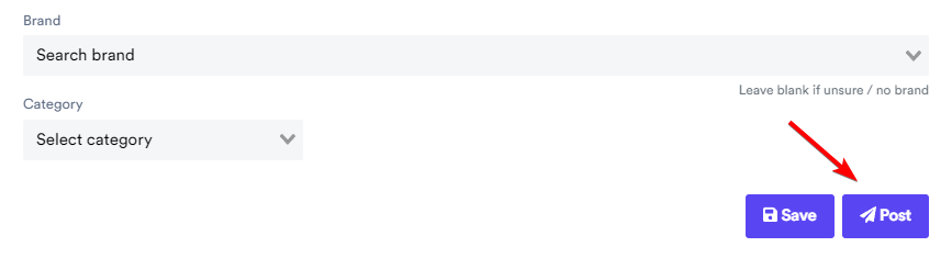 List New Inventory - Post Button