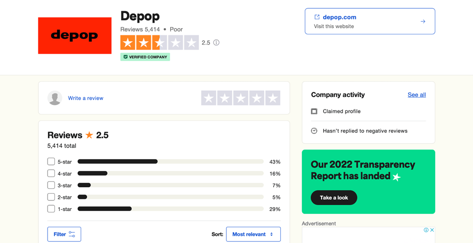 Depop Trustpilot