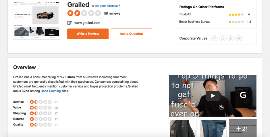 Grailed Sitejabber