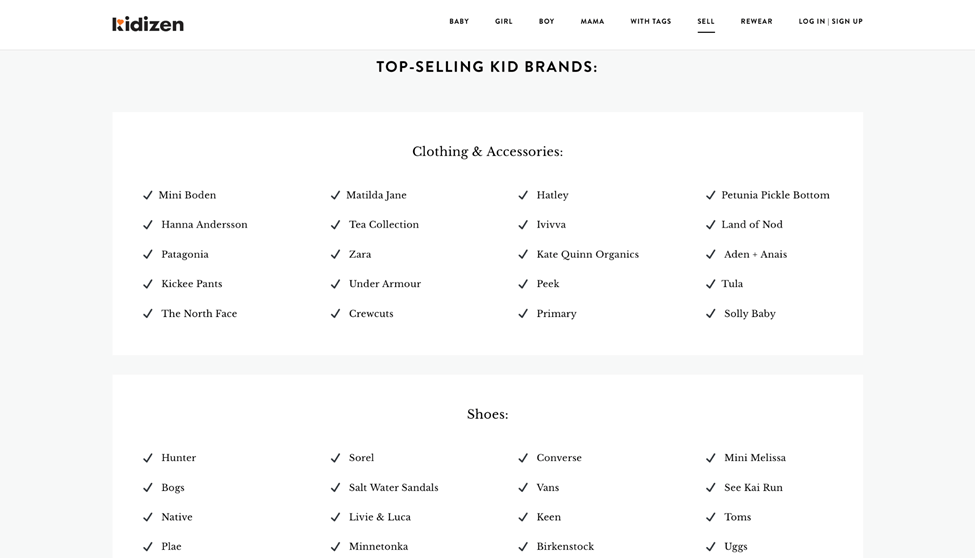 Kidizen - Top Selling Brands