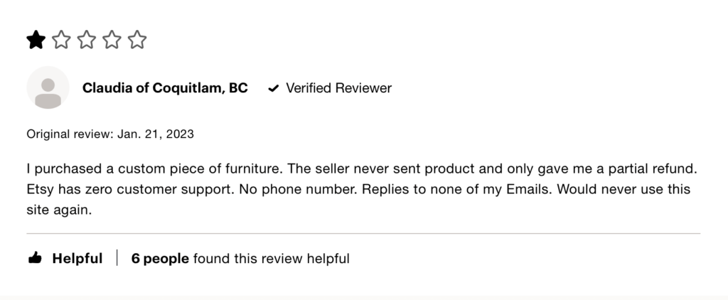 Etsy Review Example