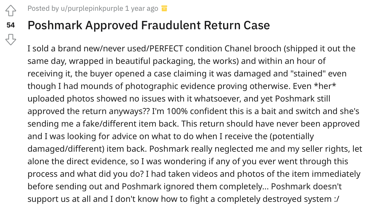 Poshmark Approved Fraudulent Return Case
