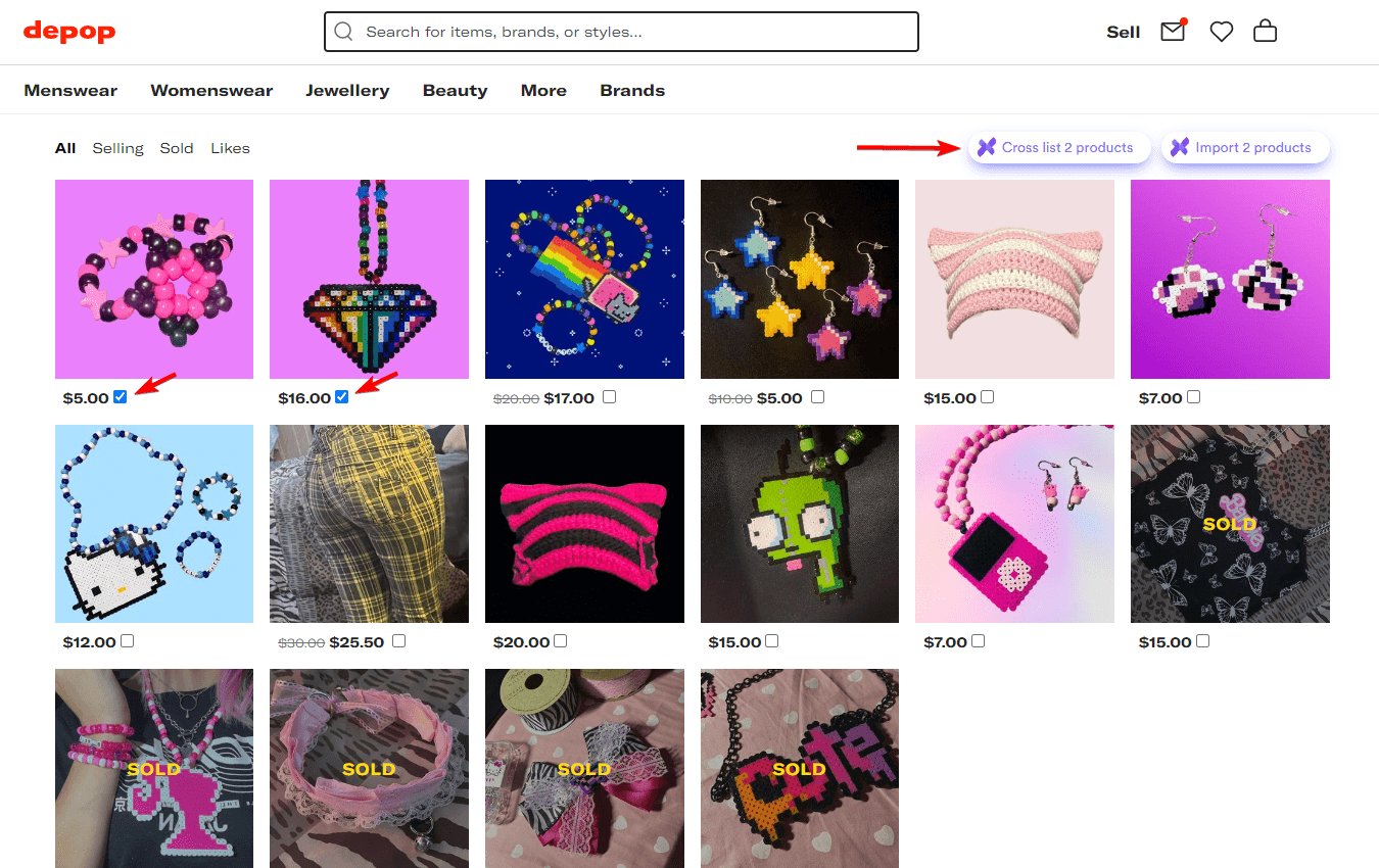 Depop - Crosslist Buttons