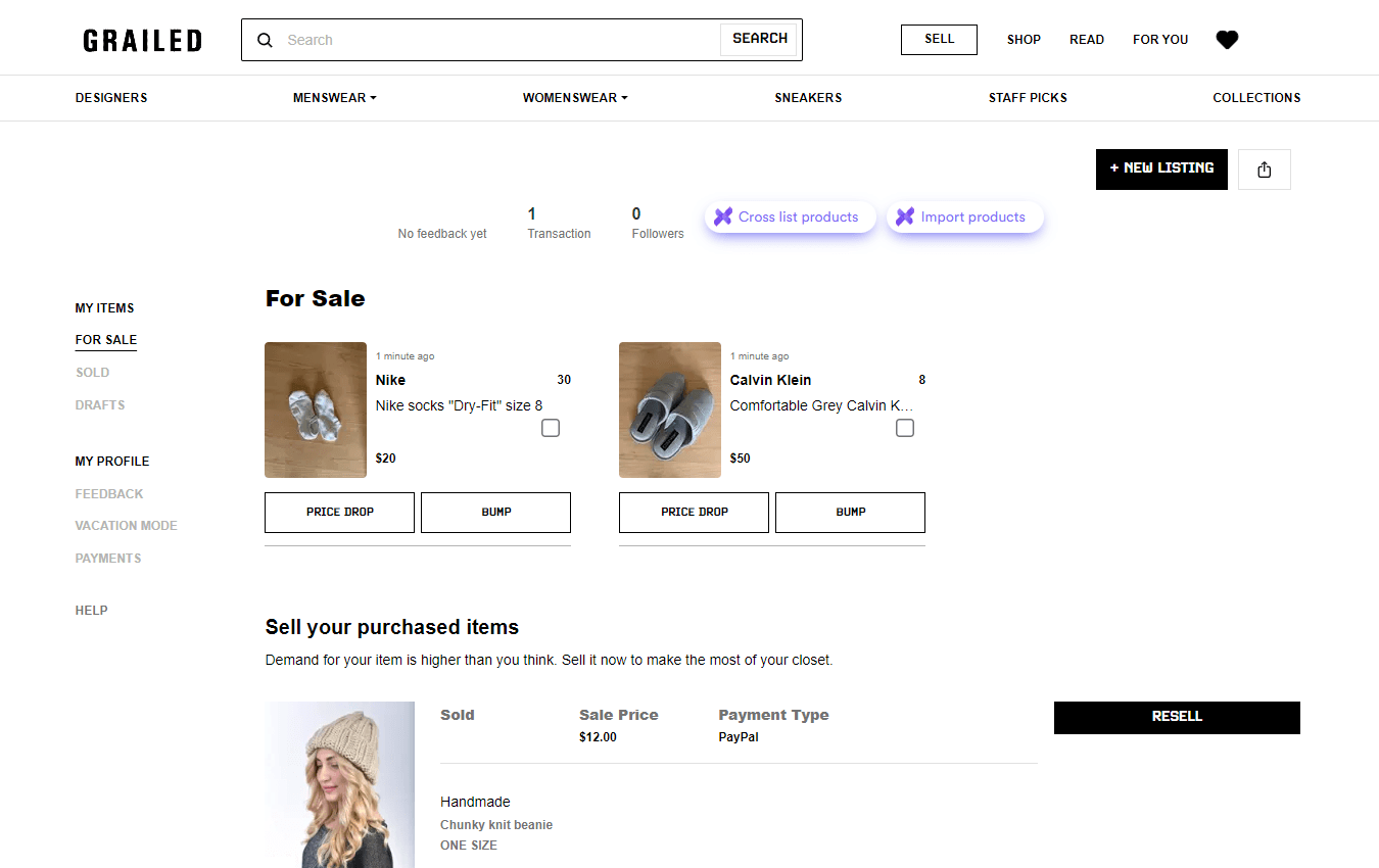 Grailed - Listing Overview