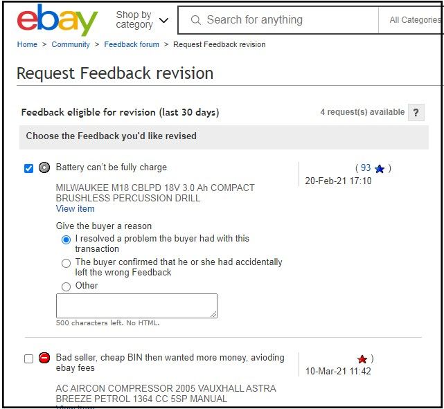 ebay negative feedback