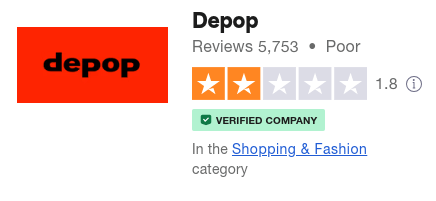 Depop Trustpilot Aggregate Review