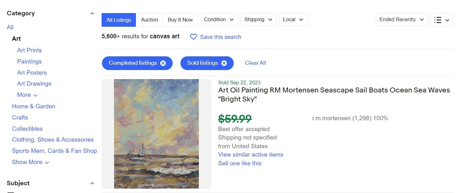 eBay Sold As Best Offer