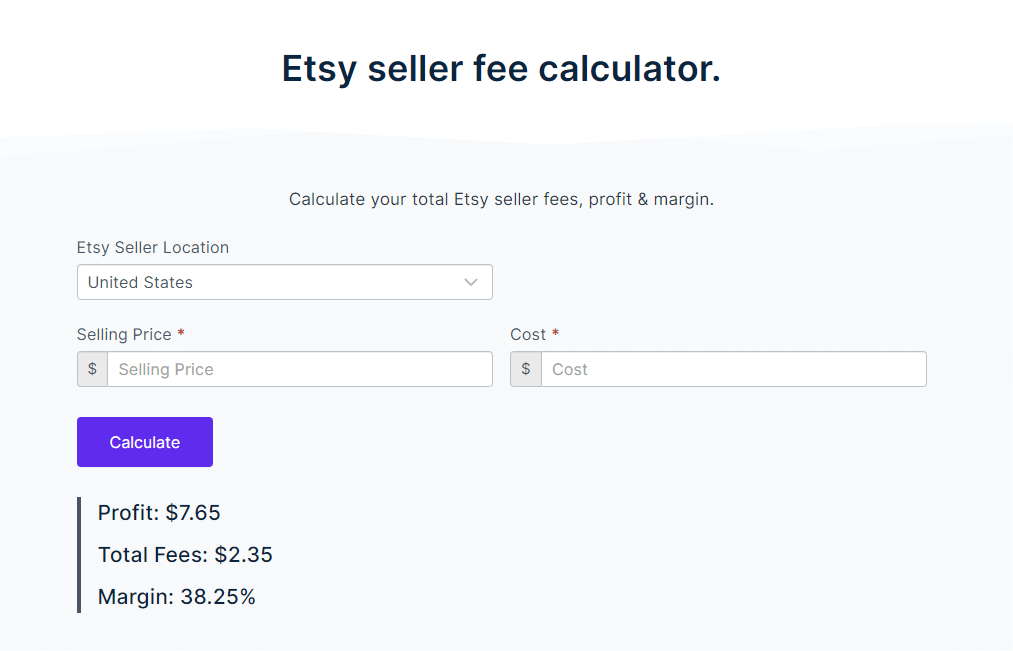 Crosslist Etsy Fee Calculator