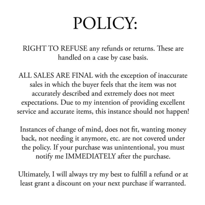 Depop Return Policy - Right To Refuse