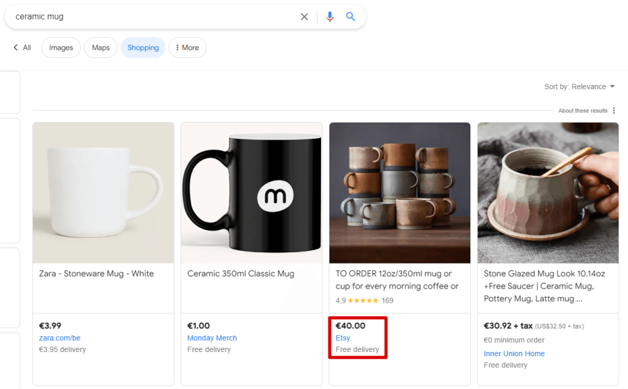 Etsy Ad Google Shopping Example