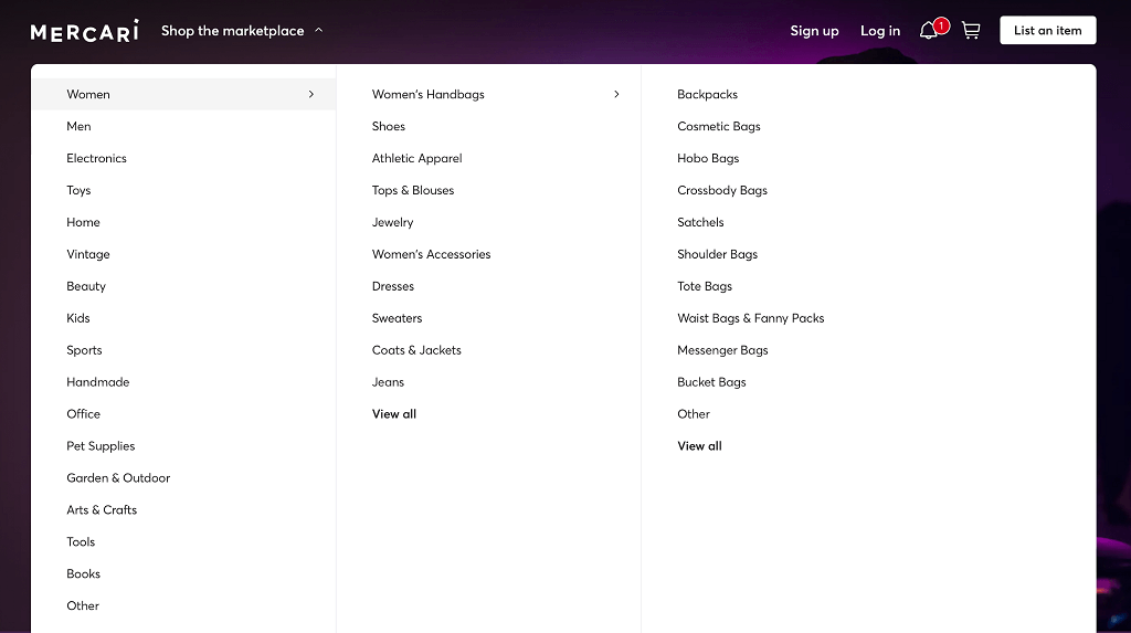 Mercari Categories