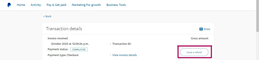 PayPal Issue Refund