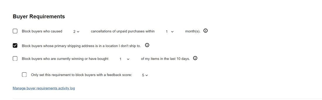 eBay Buyer Requirements
