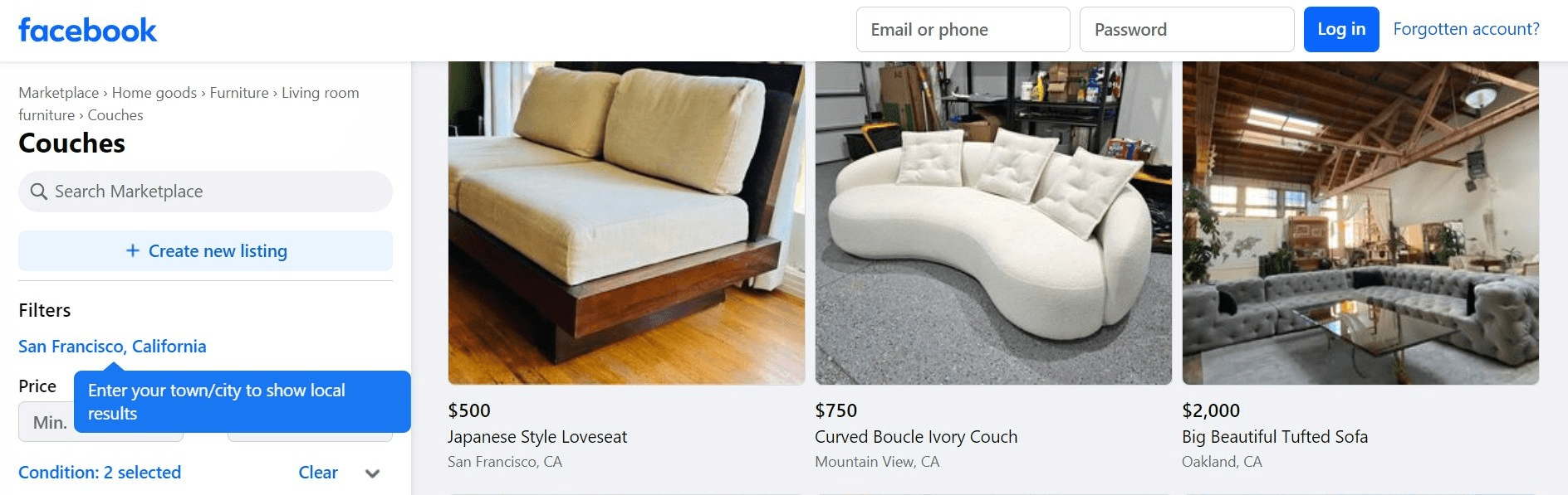 Facebook Marketplace Avoid Expensive Couches