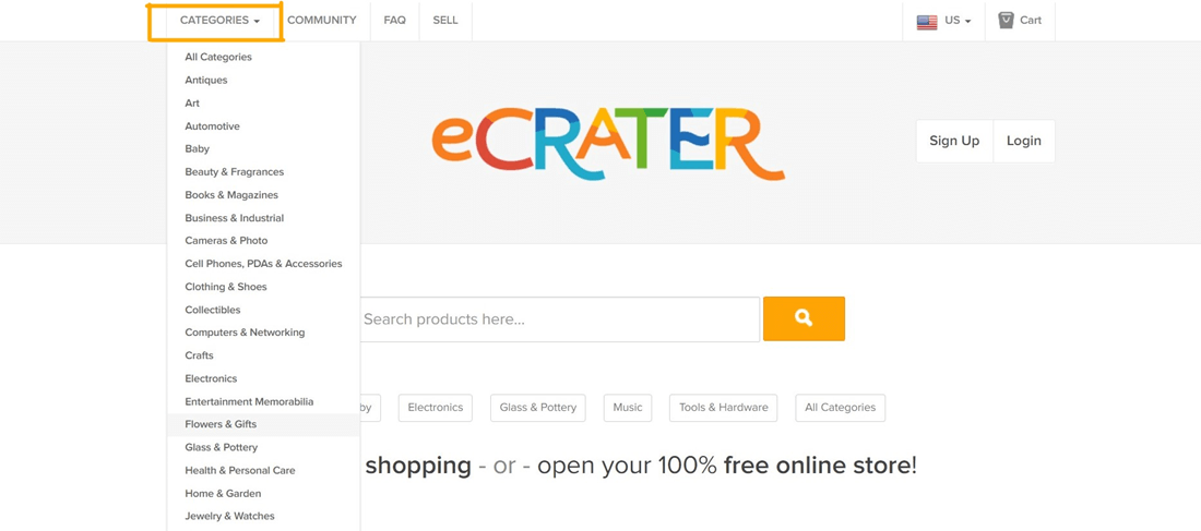 eCrater Categories
