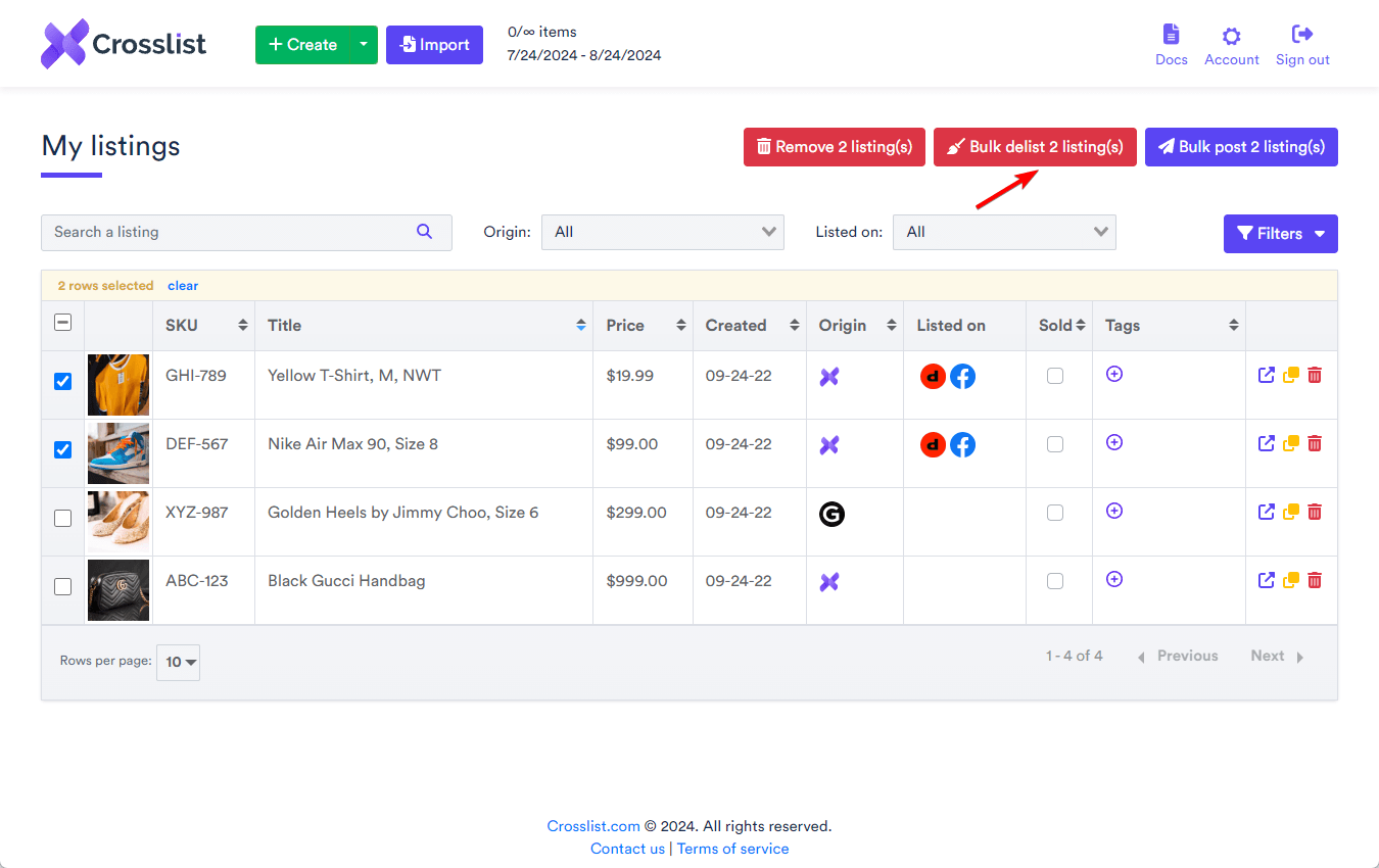 Delist From Listing Overview