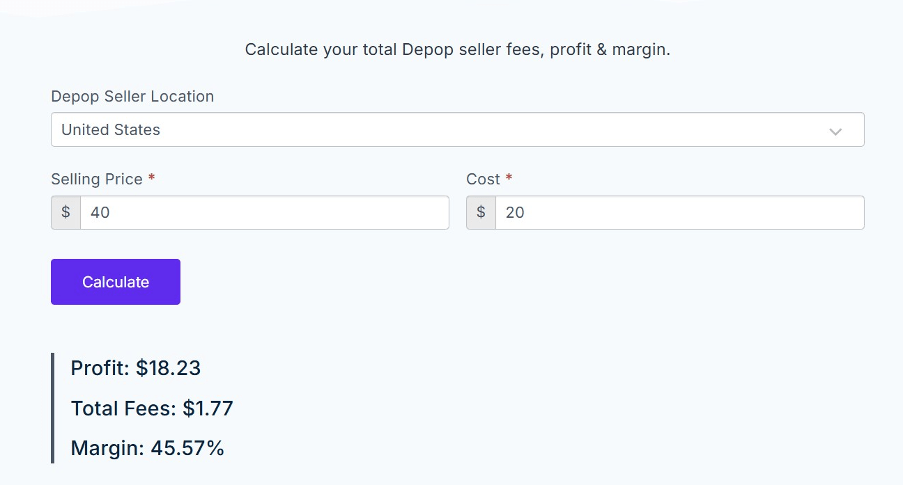 Depop Fee Calculator