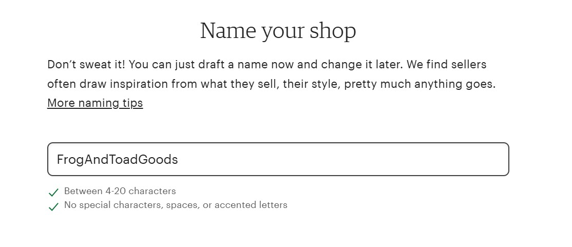 Etsy Shop Name